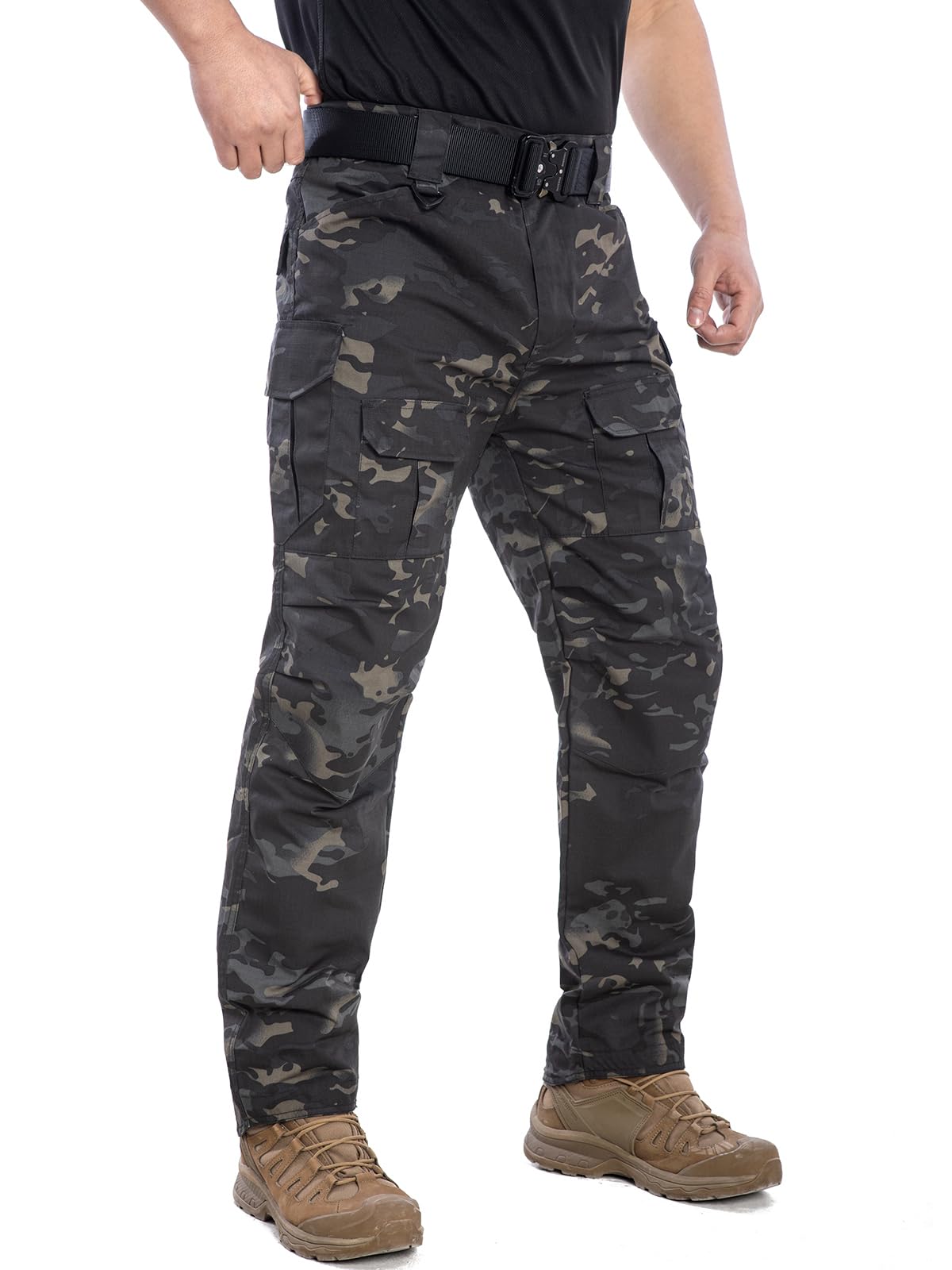 NAVEKULL Men's Outdoor Tactical Pants Rip Stop Lightweight Waterproof Military Combat Cargo Work Hiking Pants