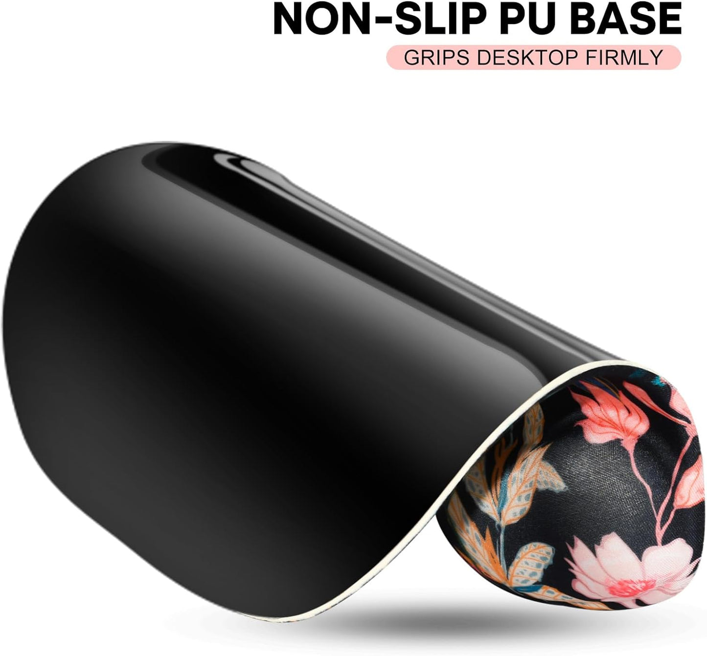 JIKIOU Mouse Pad, 2 Pack Ergonomic Mouse Pads with Comfortable Gel Wrist Rest Support and Lycra Cloth, Non-Slip PU Base for Easy Typing Pain Relief Durable and Easy to Clean Small Black