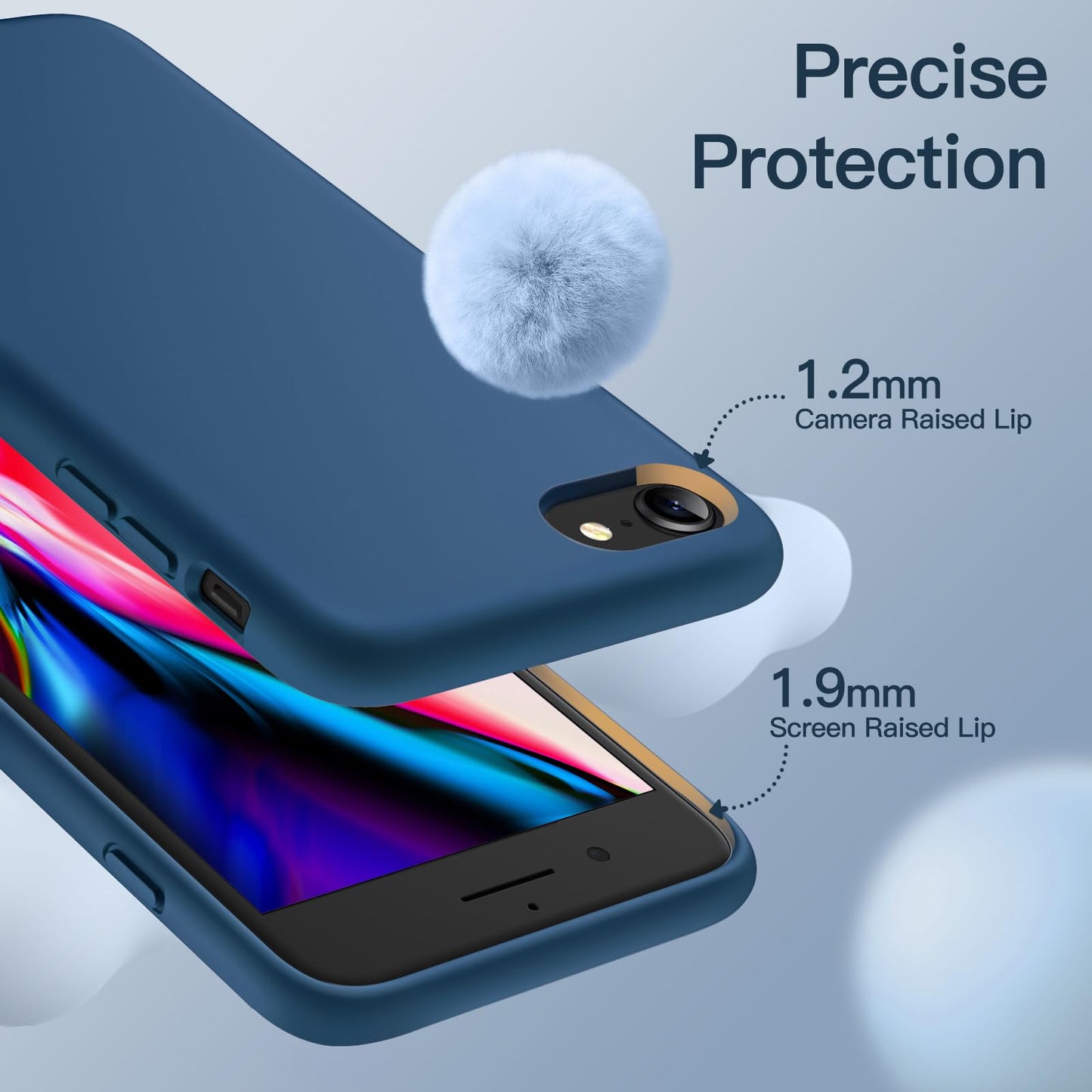 JETech Silicone Case for iPhone SE 3/2 (2022/2020 Edition), iPhone 8 and iPhone 7, 4.7-Inch, Silky-Soft Touch Full-Body Protective Case, Shockproof Cover with Microfiber Lining (Black)