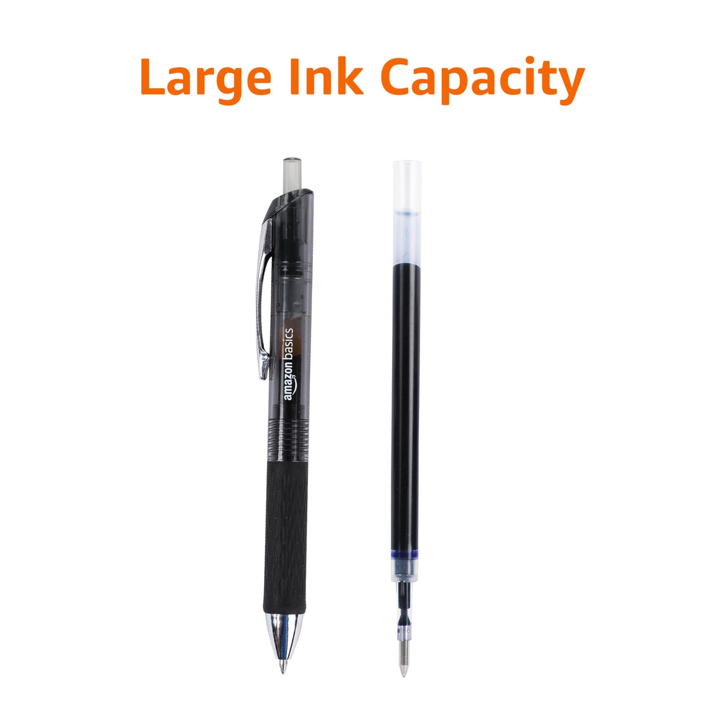 Amazon Basics Gel Pens Fine Point Smooth Writing Pens, Retractable, Black, 0.7mm, 12 Pack