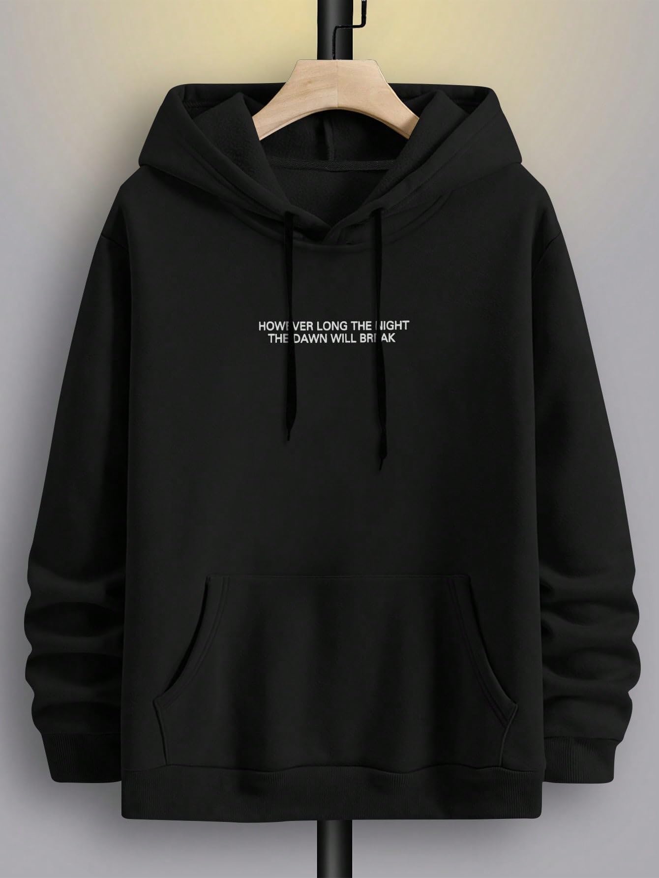 Floerns Men's Graphic Print Long Sleeve Drawstring Hoodie Pullover Sweatshirt