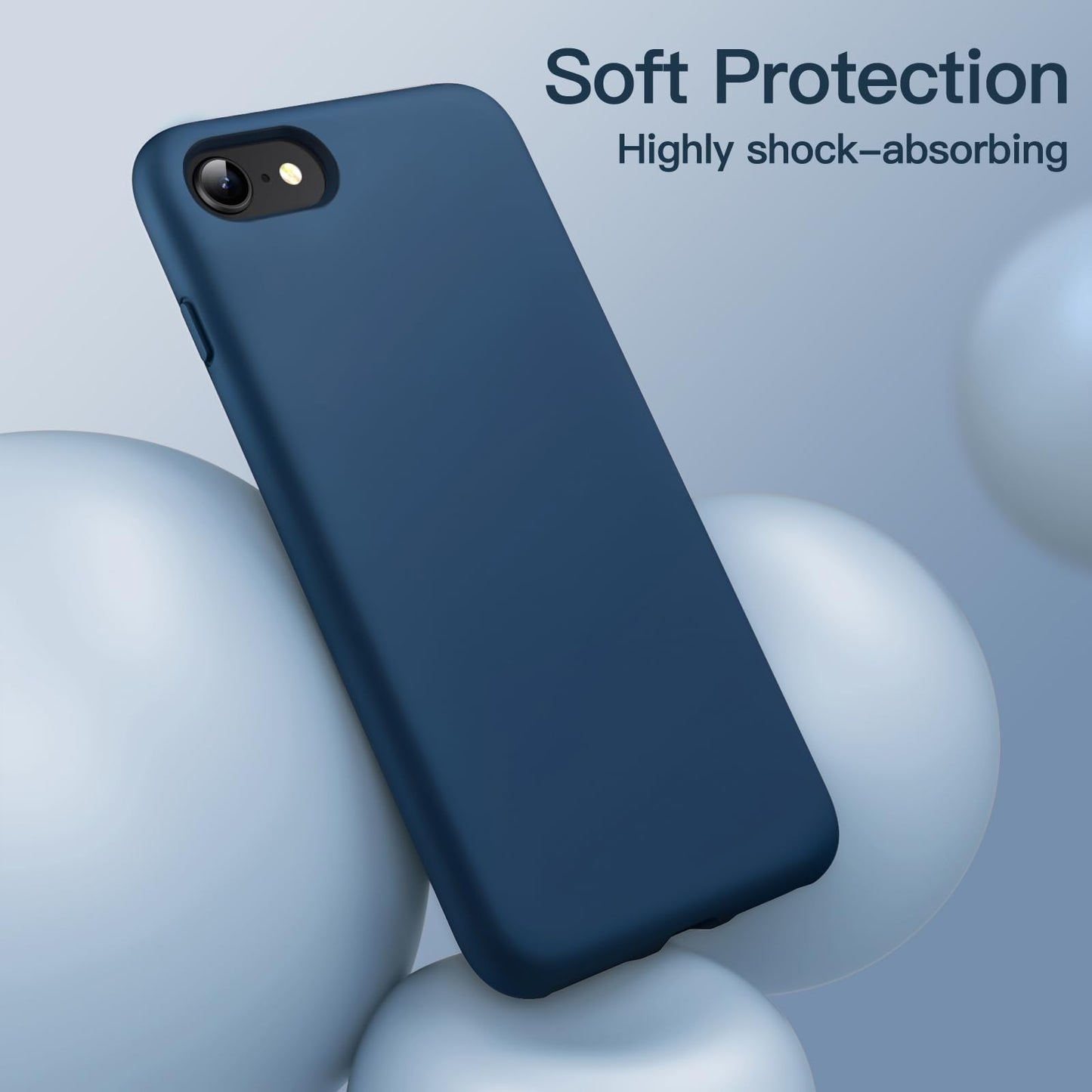 JETech Silicone Case for iPhone SE 3/2 (2022/2020 Edition), iPhone 8 and iPhone 7, 4.7-Inch, Silky-Soft Touch Full-Body Protective Case, Shockproof Cover with Microfiber Lining (Black)