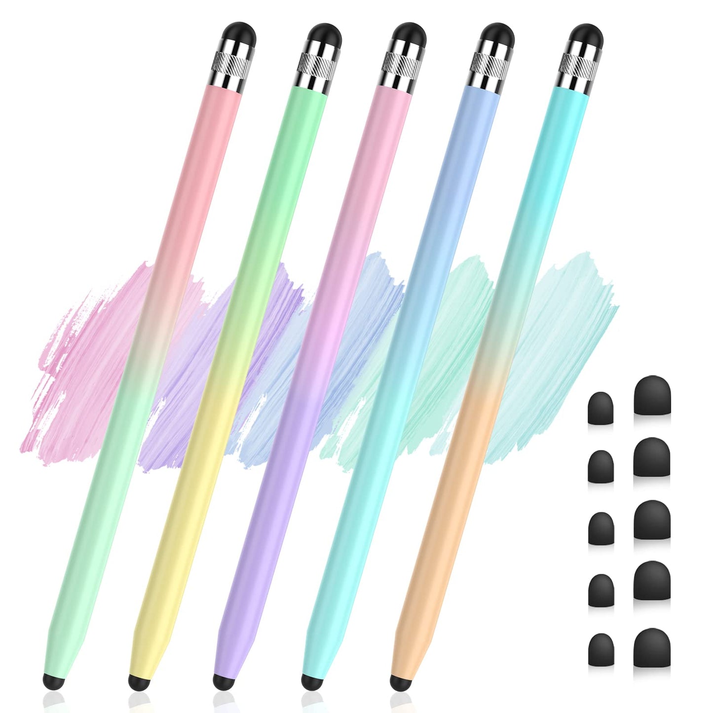 Stylus Pens for Touch Screens 5 Pack, Stylushome Dual-end High Sensitivity Capacitive Stylus for iPad, iPhone, Android Samsung and Tablets All Universal Touchscreen Devices with 10 Rubber Tips
