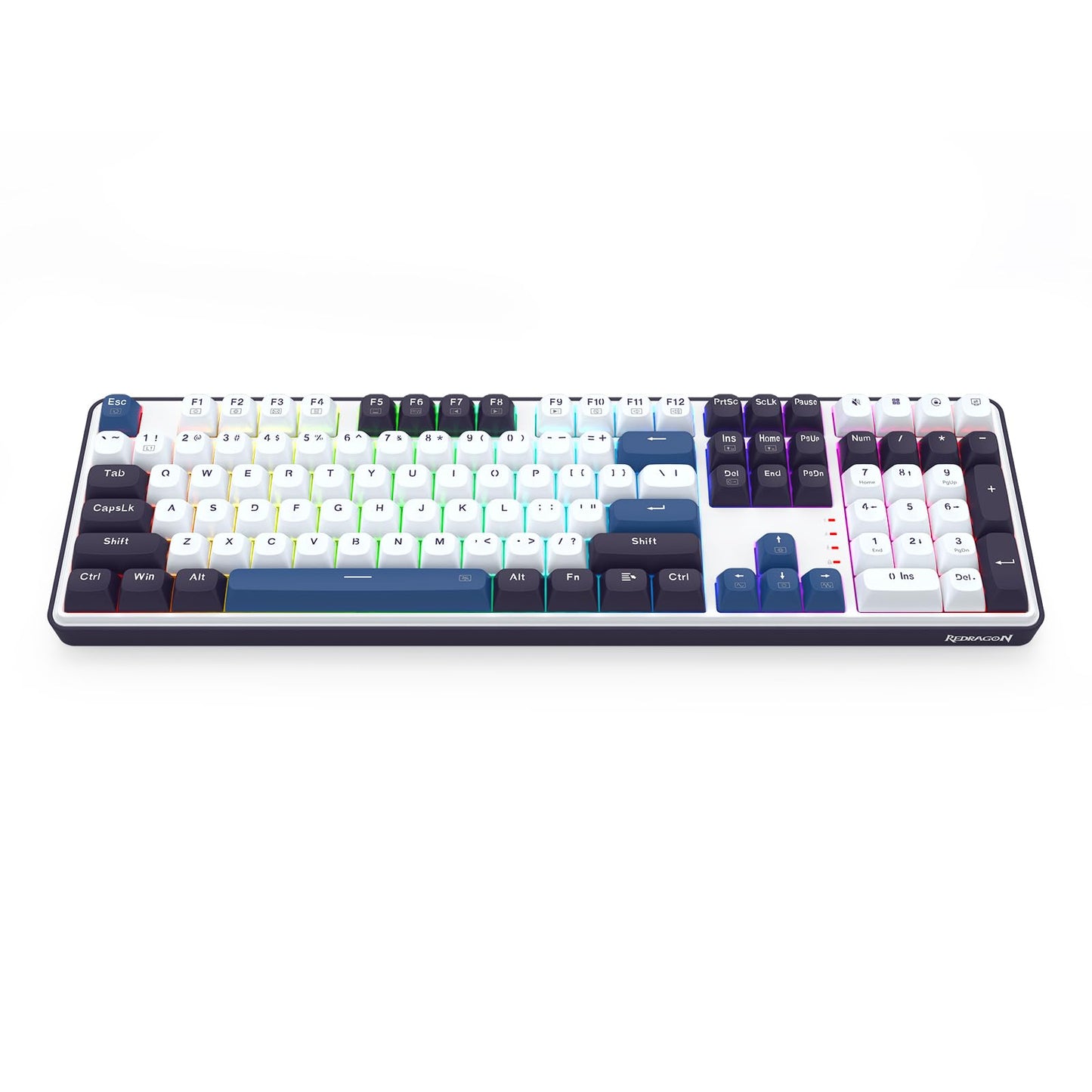 Redragon K668 RGB Gaming Keyboard, 104 Keys + Extra 4 Hotkeys Wired Mechanical Keyboard w/Sound Absorbing Foams, Upgraded Hot-swappable Socket, Mixed Color Keycaps x 2 Sets, Red Switch