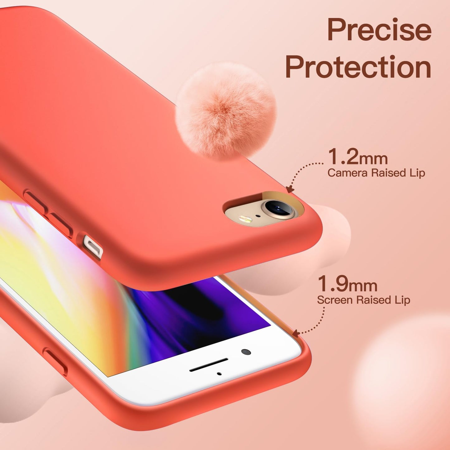 JETech Silicone Case for iPhone SE 3/2 (2022/2020 Edition), iPhone 8 and iPhone 7, 4.7-Inch, Silky-Soft Touch Full-Body Protective Case, Shockproof Cover with Microfiber Lining (Black)