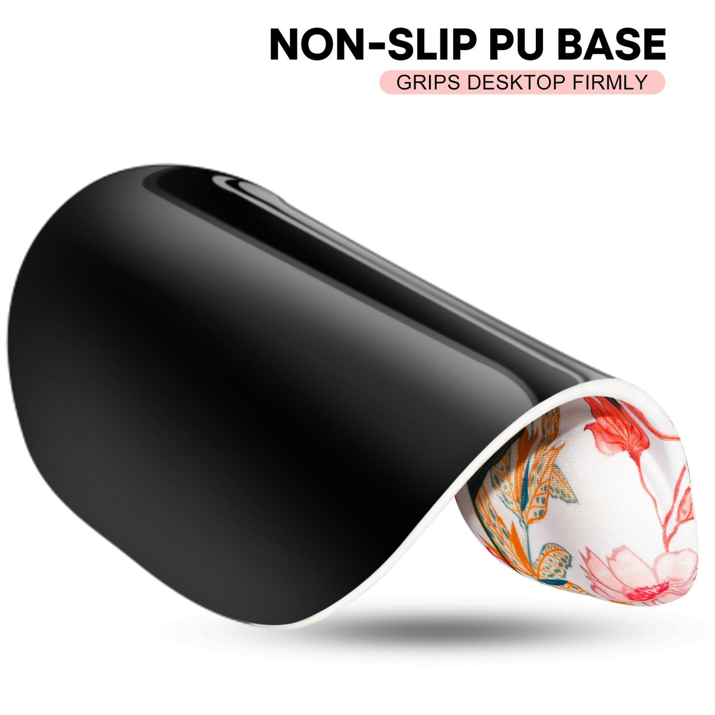 JIKIOU Mouse Pad, 2 Pack Ergonomic Mouse Pads with Comfortable Gel Wrist Rest Support and Lycra Cloth, Non-Slip PU Base for Easy Typing Pain Relief Durable and Easy to Clean Small Black