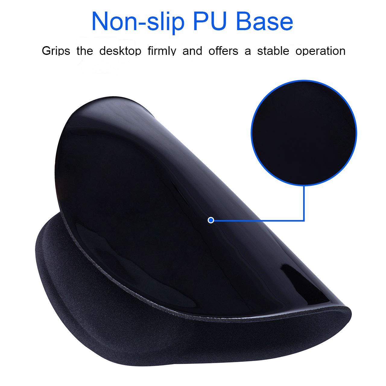 JIKIOU Mouse Pad, 2 Pack Ergonomic Mouse Pads with Comfortable Gel Wrist Rest Support and Lycra Cloth, Non-Slip PU Base for Easy Typing Pain Relief Durable and Easy to Clean Small Black