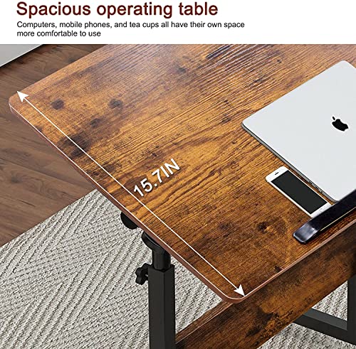 KOUPA Height Adjustable Mobile Standing Desk 16×24 in,360° Flip Desk Stand Desk Home Office Table Standing Desk for Small Space Offices,Easy to Assemble(Rustic Brown Desktop)