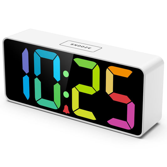 7.5 Inches Large Digital Alarm Clock for Seniors & Kids, 0-100% Dimmable Display, USB Charging Port, Adjustable Volume, Easy Operation, Snooze, Outlet Powered for Bedroom