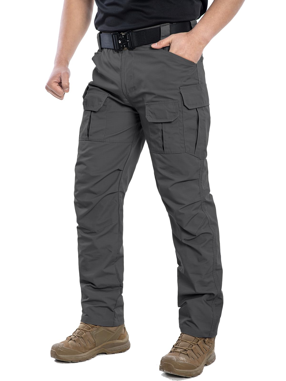 NAVEKULL Men's Outdoor Tactical Pants Rip Stop Lightweight Waterproof Military Combat Cargo Work Hiking Pants