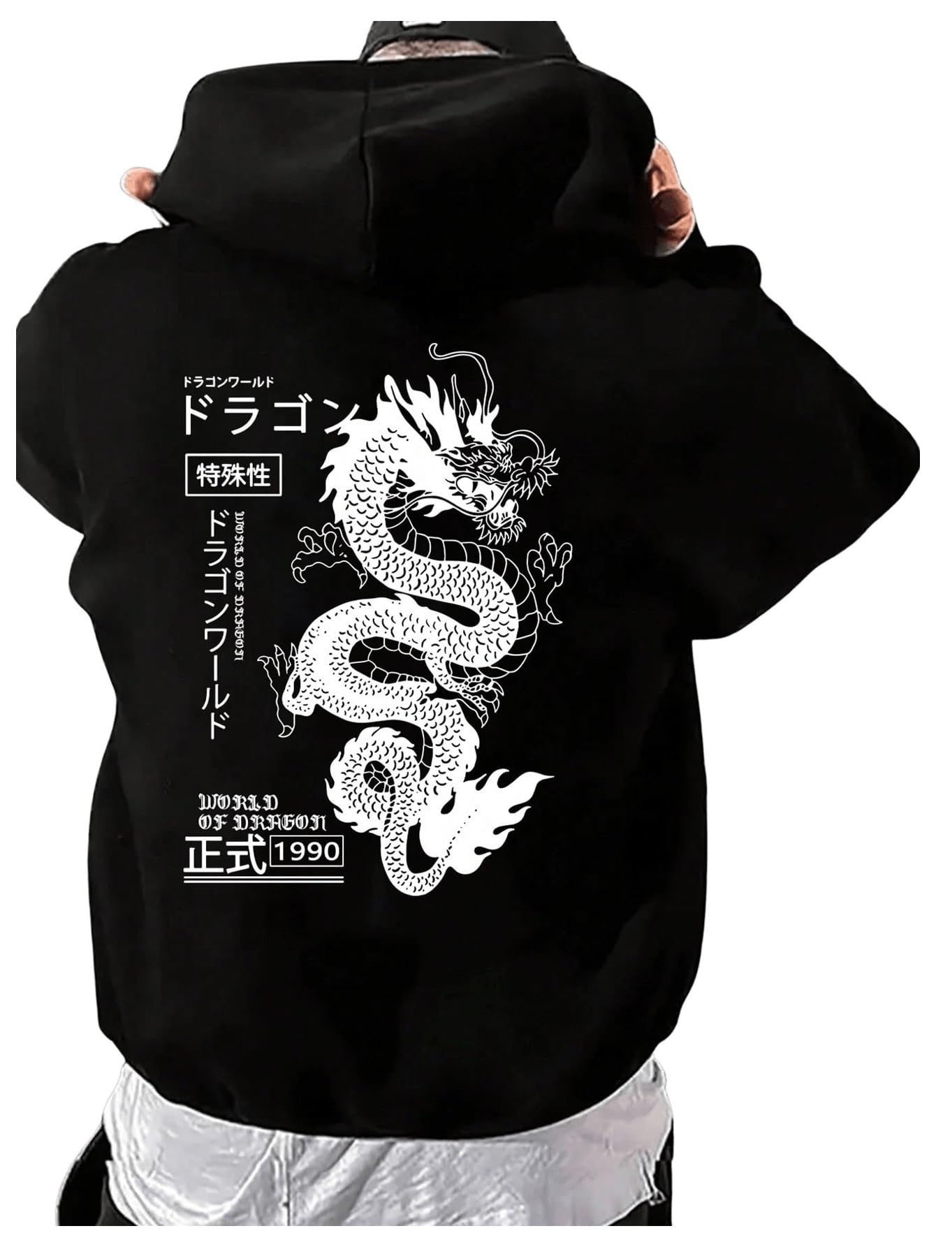 Floerns Men's Graphic Print Long Sleeve Drawstring Hoodie Pullover Sweatshirt