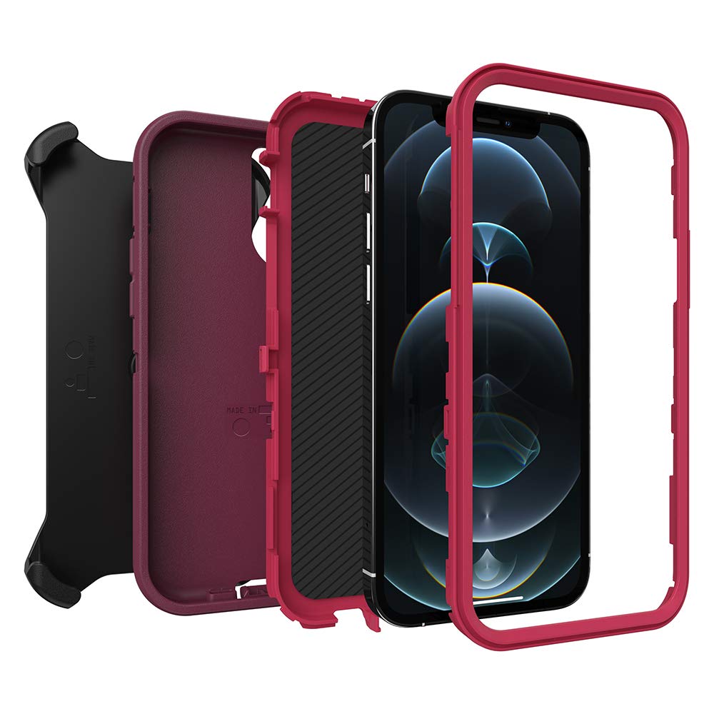 OtterBox iPhone 12 & iPhone 12 Pro Defender Series Case - Black, Rugged & Durable, with Port Protection, Includes Holster Clip Kickstand