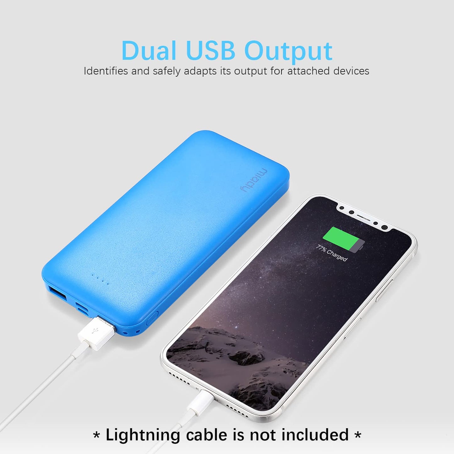 Miady 2-Pack 10000mAh Dual USB Portable Charger, USB-C Fast Charging Power Bank, Backup Charger for iPhone 15/14/13, Galaxy S23/22, Pixel and etc