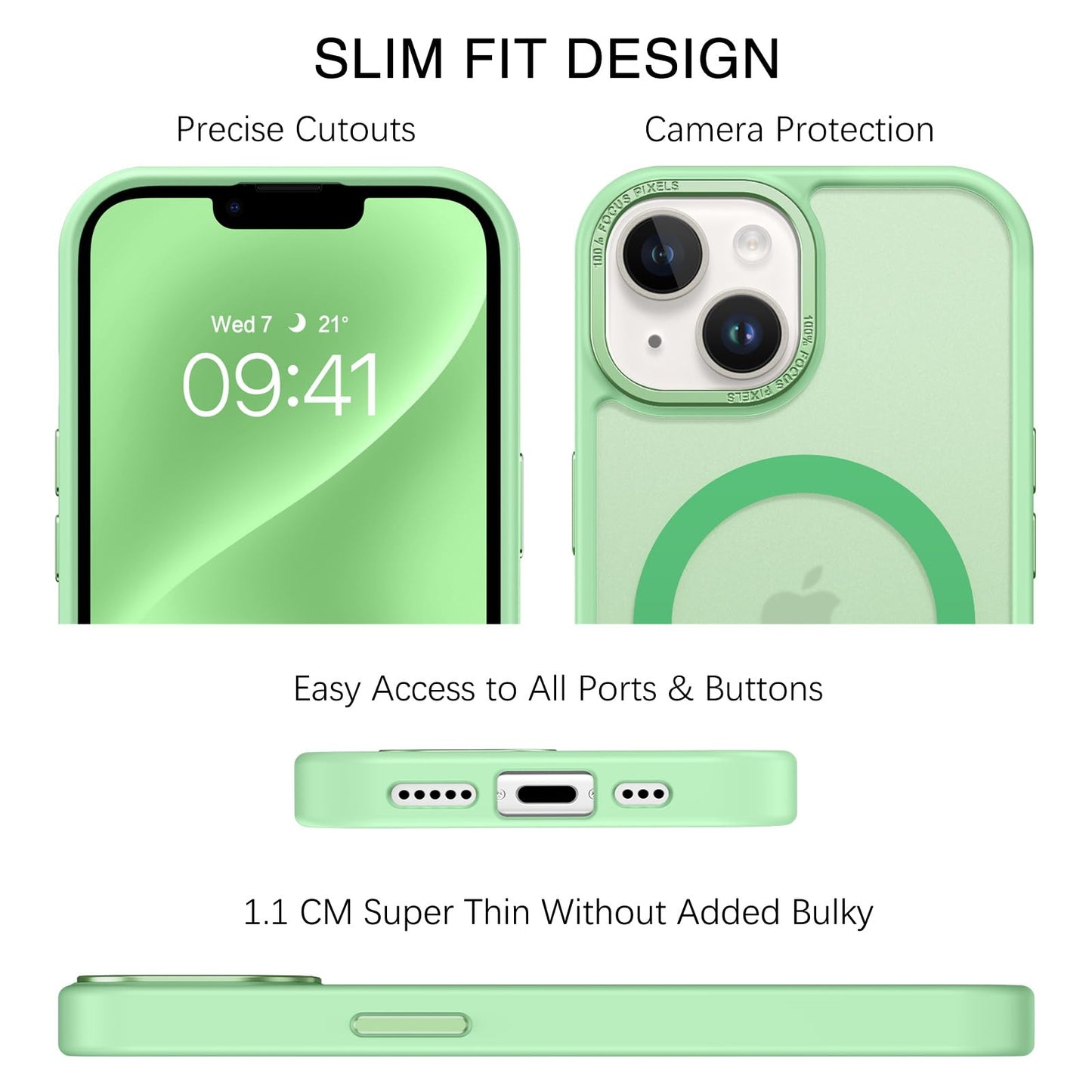 BENTOBEN Magnetic for iPhone 13 Case & iPhone 14 Case [Compatible with Magsafe] Translucent Matte Phone Case iPhone 13/14 Slim Fit Shockproof Women Men Protective Cover for iPhone 13/14 6.1", Hot Pink