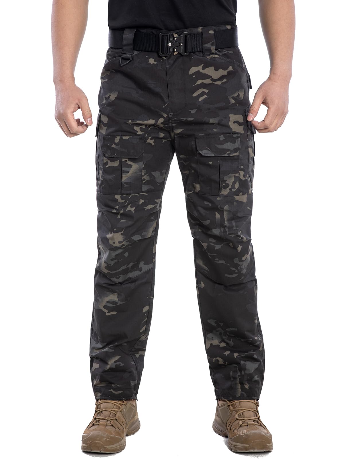 NAVEKULL Men's Outdoor Tactical Pants Rip Stop Lightweight Waterproof Military Combat Cargo Work Hiking Pants