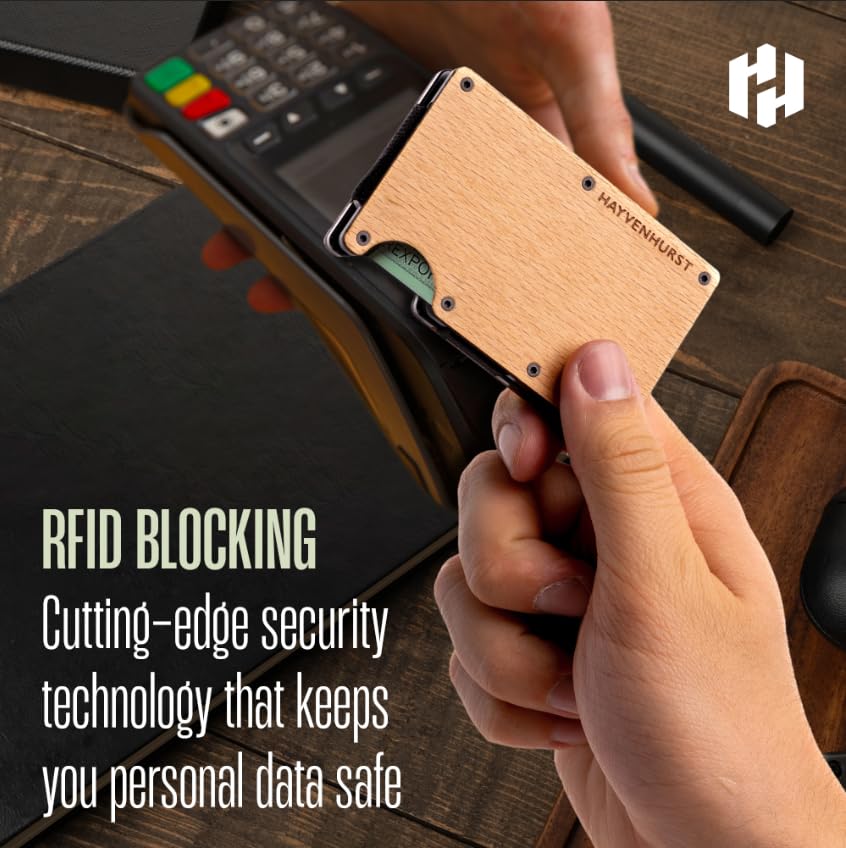 Hayvenhurst Wallet For Men - Reinvented Design Men's Wallet - Slim, Minimalistic & Seamless, Blocks RFID Scanners, Holds 12 Cards & Has a Money Clip (Carbon Fiber)