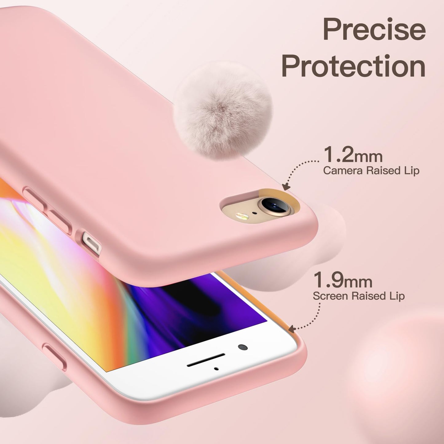 JETech Silicone Case for iPhone SE 3/2 (2022/2020 Edition), iPhone 8 and iPhone 7, 4.7-Inch, Silky-Soft Touch Full-Body Protective Case, Shockproof Cover with Microfiber Lining (Black)