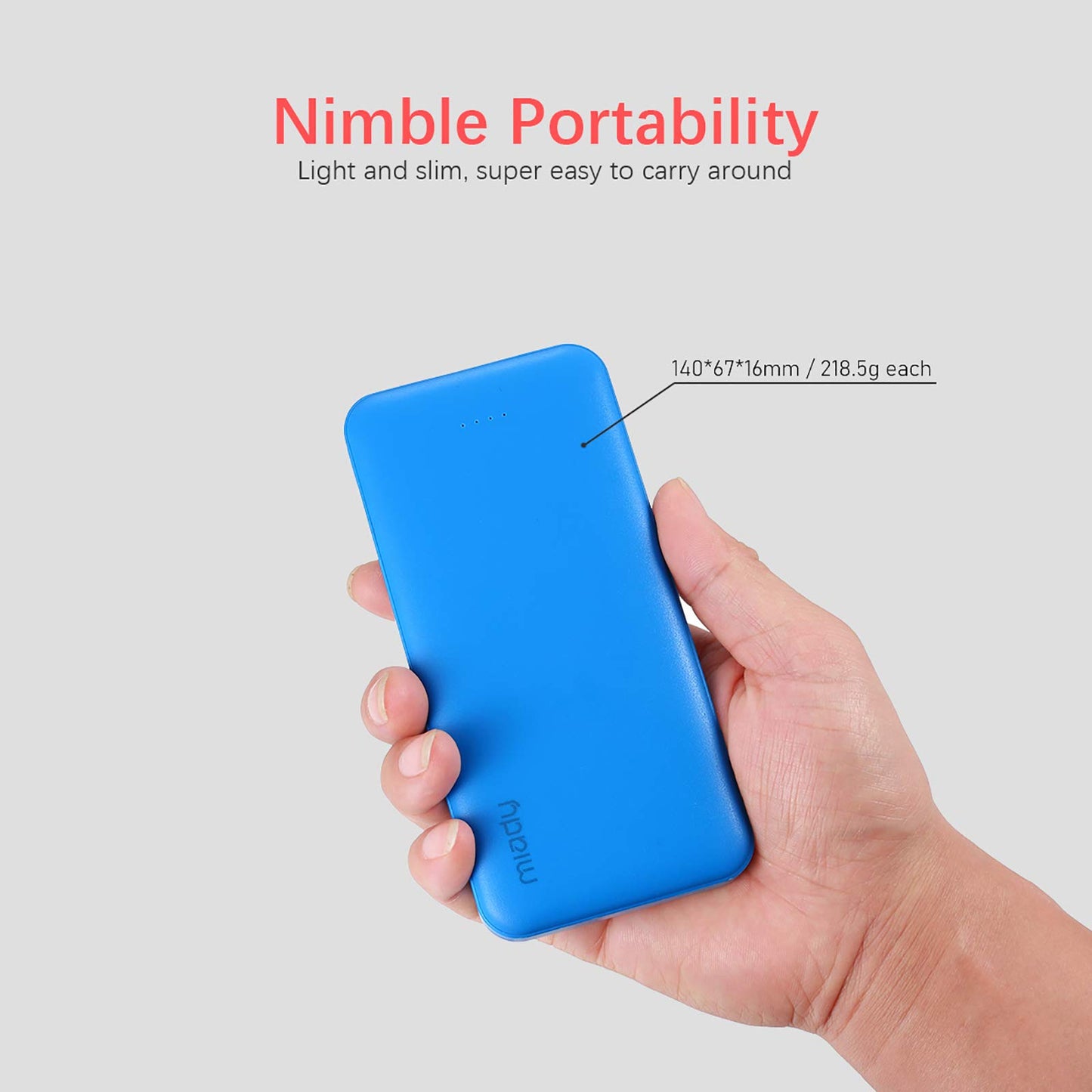 Miady 2-Pack 10000mAh Dual USB Portable Charger, USB-C Fast Charging Power Bank, Backup Charger for iPhone 15/14/13, Galaxy S23/22, Pixel and etc