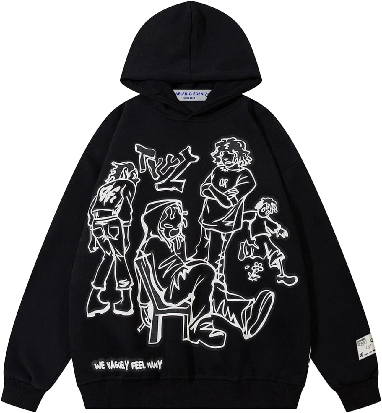 Aelfric Eden Mens Graphic Oversized Hoodie Cartoon Character Print Streetwear Casual hoodies y2k Hooded Sweatshirt