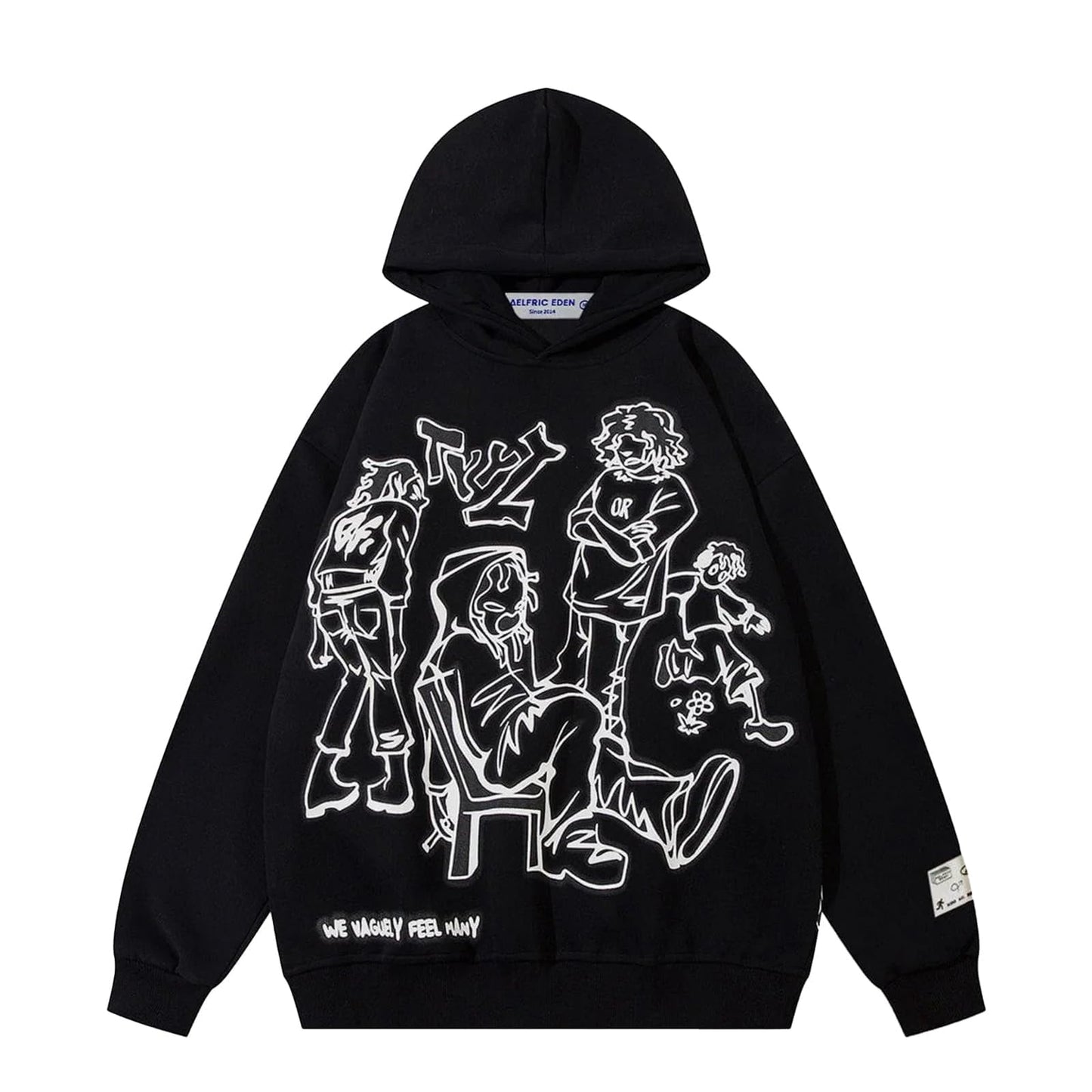 Aelfric Eden Mens Graphic Oversized Hoodie Cartoon Character Print Streetwear Casual hoodies y2k Hooded Sweatshirt