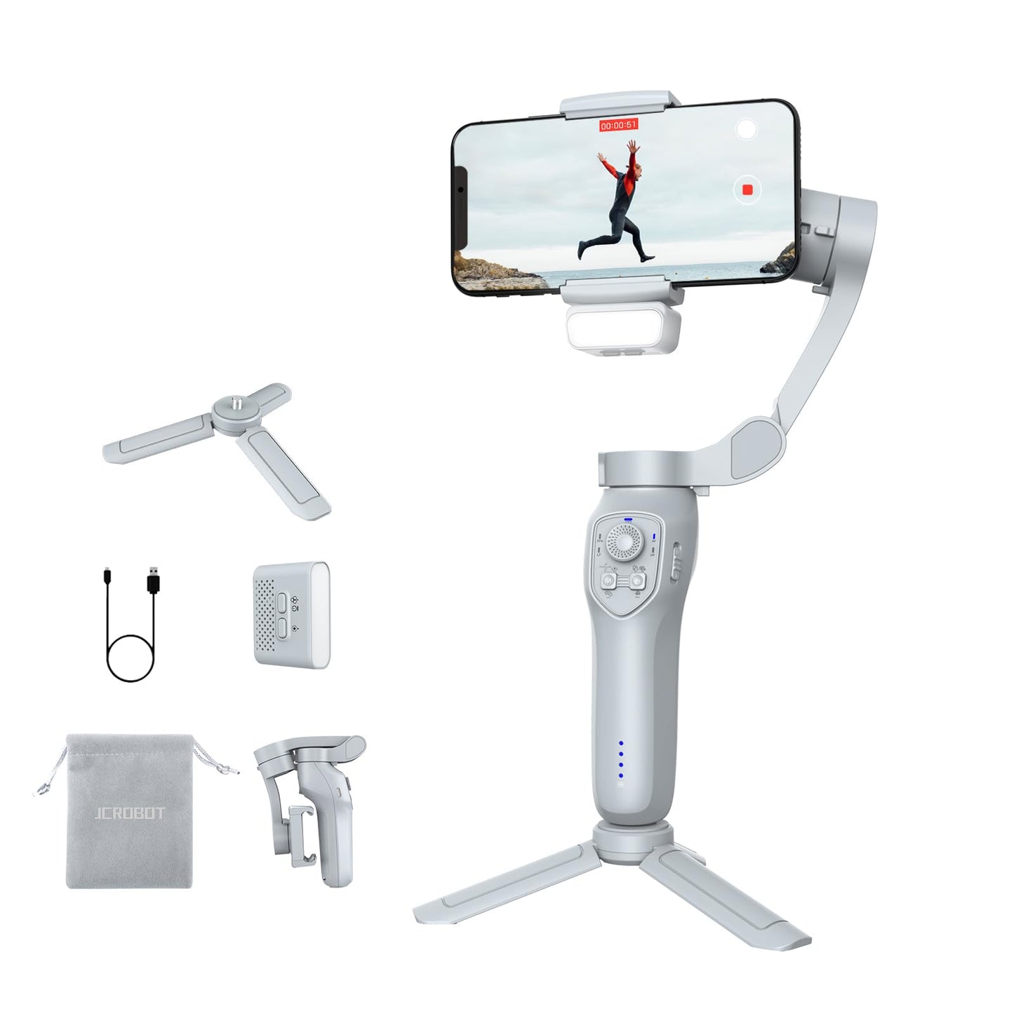 3-Axis Phone Gimbal with Magnetic AI Active Tracker,Gimbal Stabilizer for Smartphone with Fill Light,Phone Stabilizer for Video Recording,Gimbal for Android&iPhone,TikTok YouTube Vlogging Kit