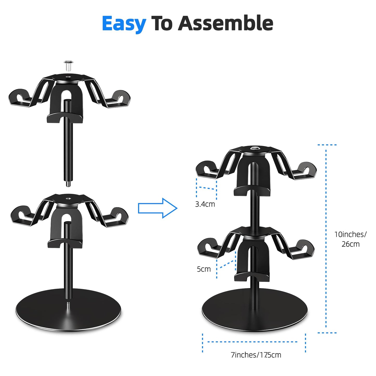 Controller Holder 2 Aluminum Alloy Tier,Headphone Stand - Gaming Controller Stand for Xbox PS5 PS4 Switch,Gaming Controller Headset Holder for Universal Gaming Accessories(Black)