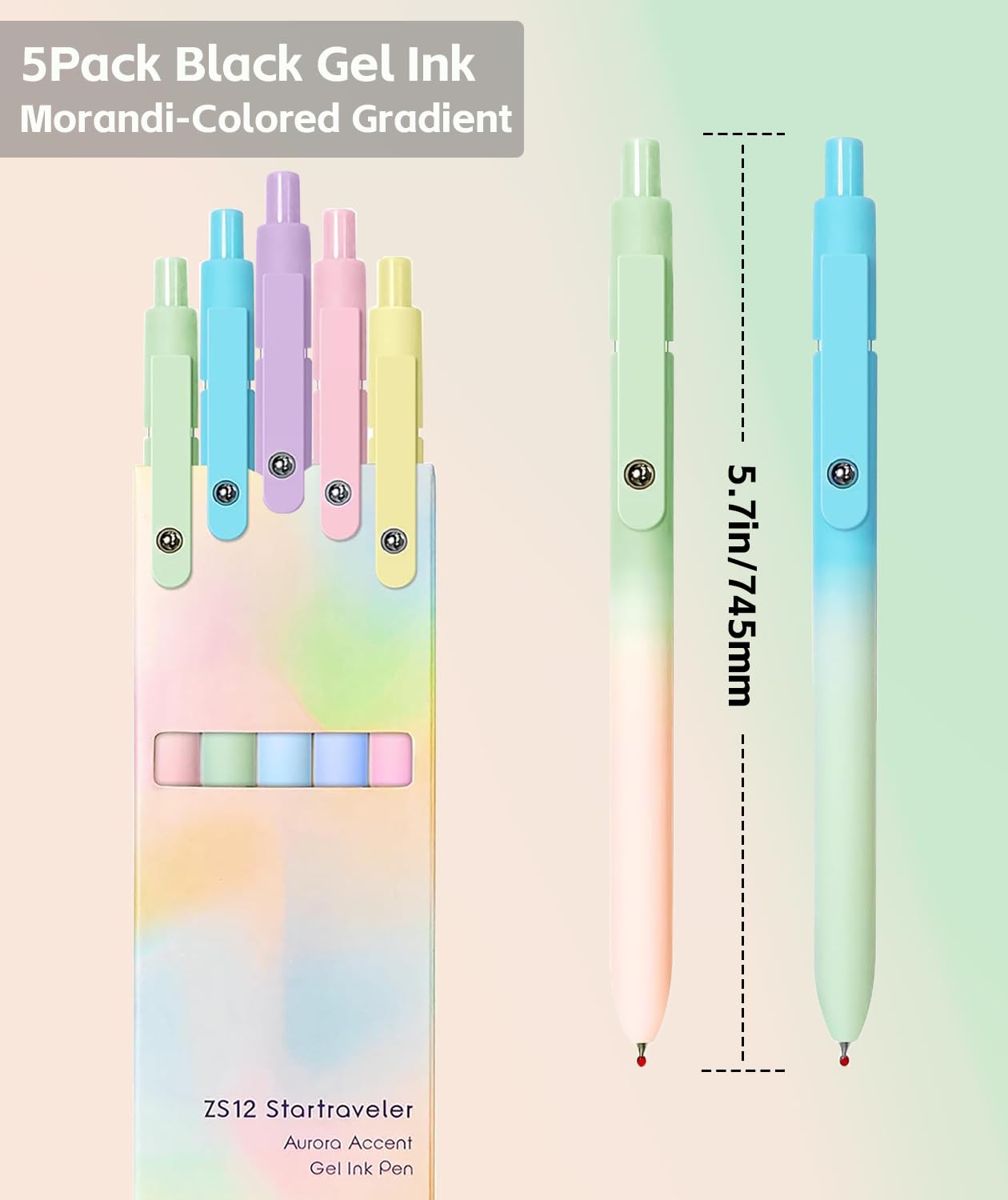 Gel Pens,6 Pcs 0.5mm Fine Point Black Ink Pens With Smooth Writing,Quick Dry Pens For Journaling,Nurse Aesthetic Pens,Office School Supplies for Men Women Student(Black Gray White)