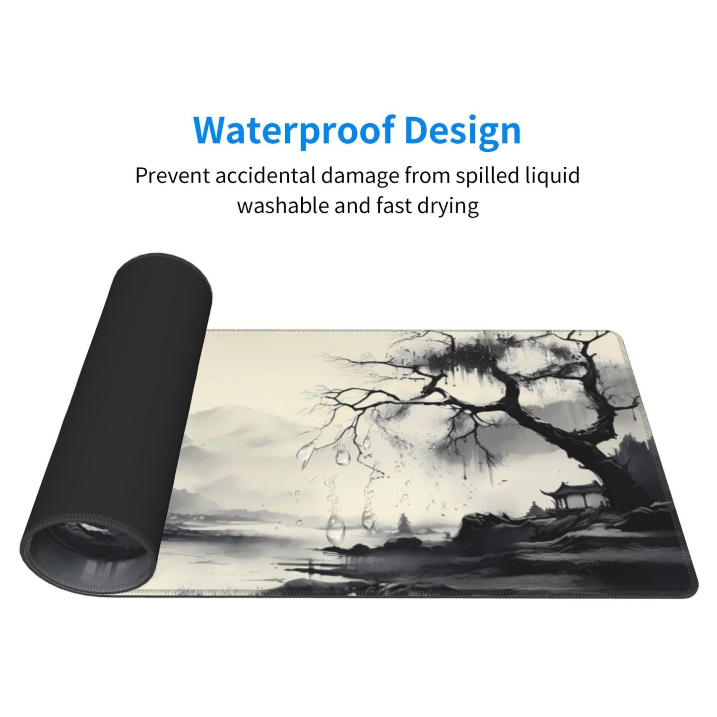 Japanese Mouse Pad, Large Japanese Desk Mat, XL Anime Gaming Keyboard Mat, Non-Slip Rubber Base, Big Extended Desk Protector for Home Office, 31.5”x11.8”