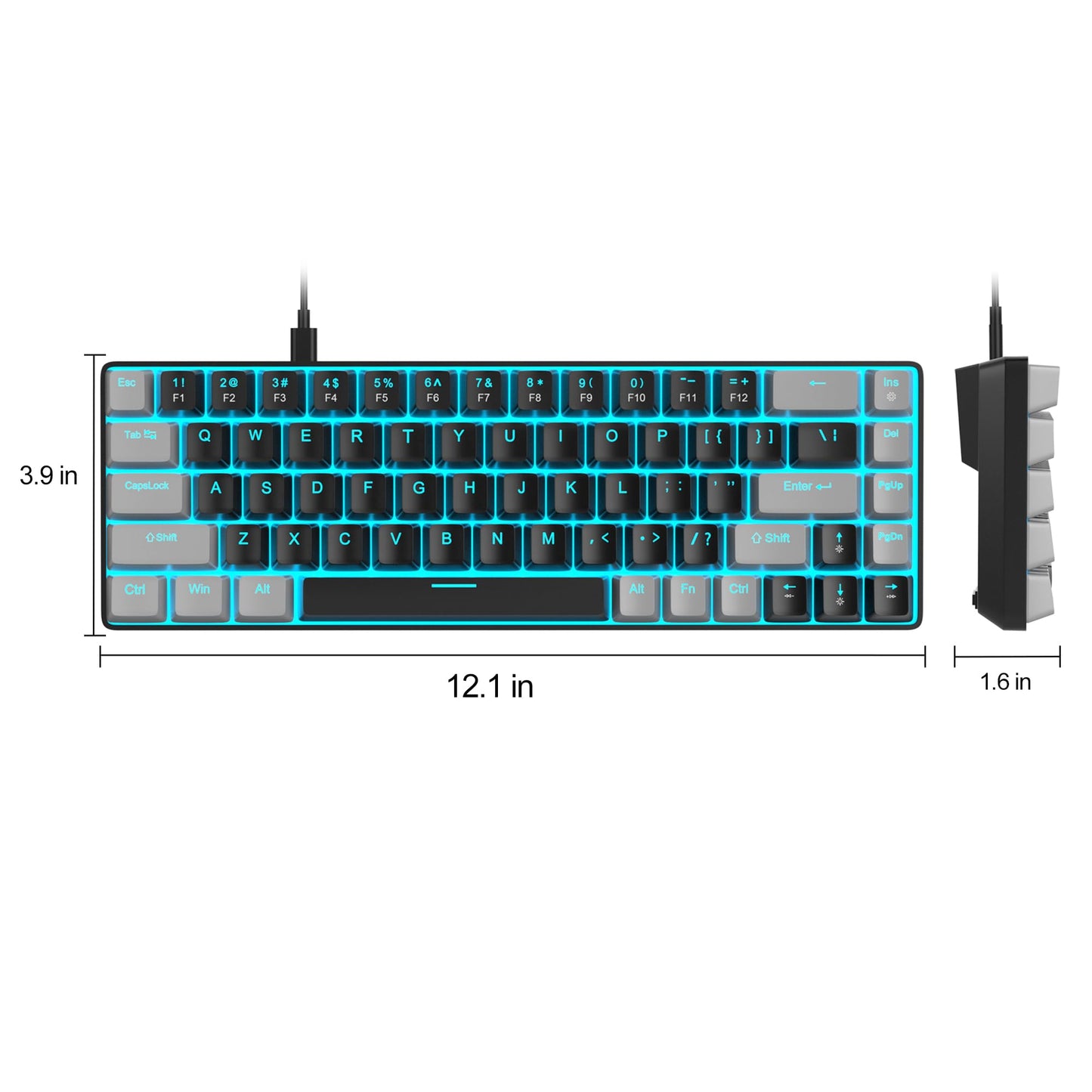 MageGee Portable 60% Mechanical Gaming Keyboard, MK-Box LED Backlit Compact 68 Keys Mini Wired Office Keyboard with Red Switch for Windows Laptop PC Mac - Black/Grey