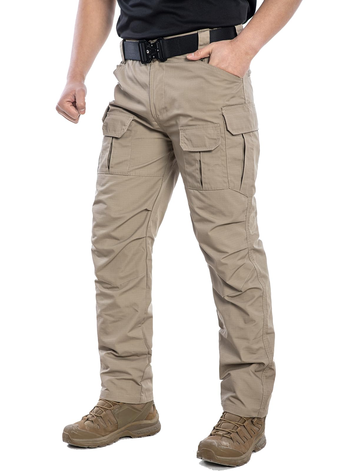NAVEKULL Men's Outdoor Tactical Pants Rip Stop Lightweight Waterproof Military Combat Cargo Work Hiking Pants