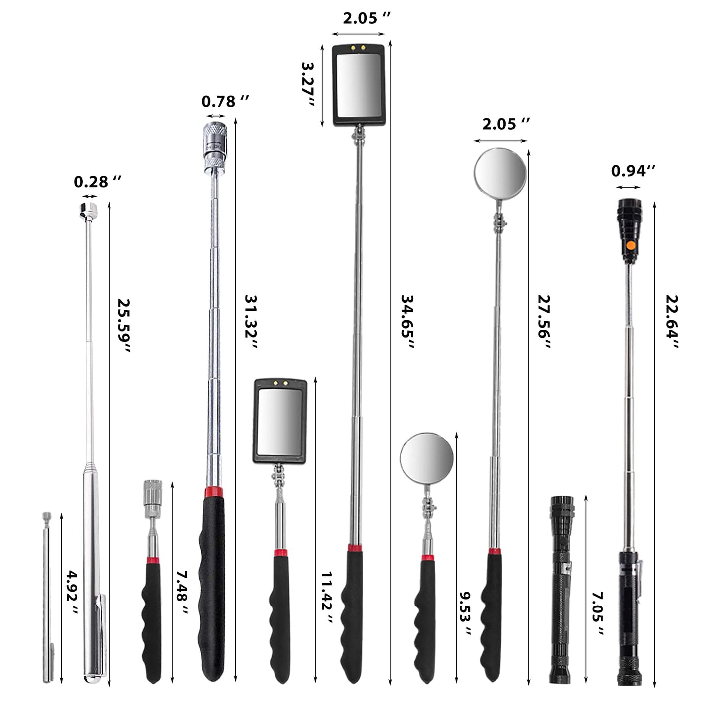 VIBELITE Extendable Magnetic Flashlight with Telescoping Magnet Pickup Tool-Cool Gadgets Gifts Idea & Gifts for Men,Husband,Dad,Father,Mechanic,Tech,Handyman,Him Women, Silve