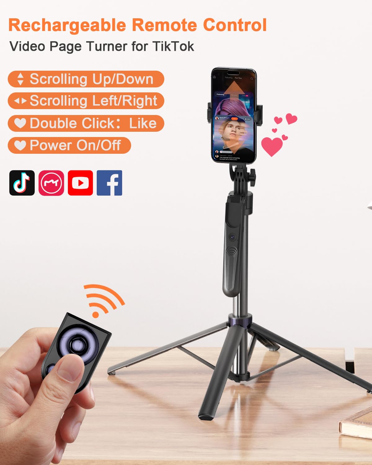 71” Auto Face Tracking Tripod for iPhone with Light,360° Rotating Phone Stand with Rechargeable Remote Control for TikTok Vlog Video Recording, Phone Tripod for Android Camera/GoPro/Ring Light