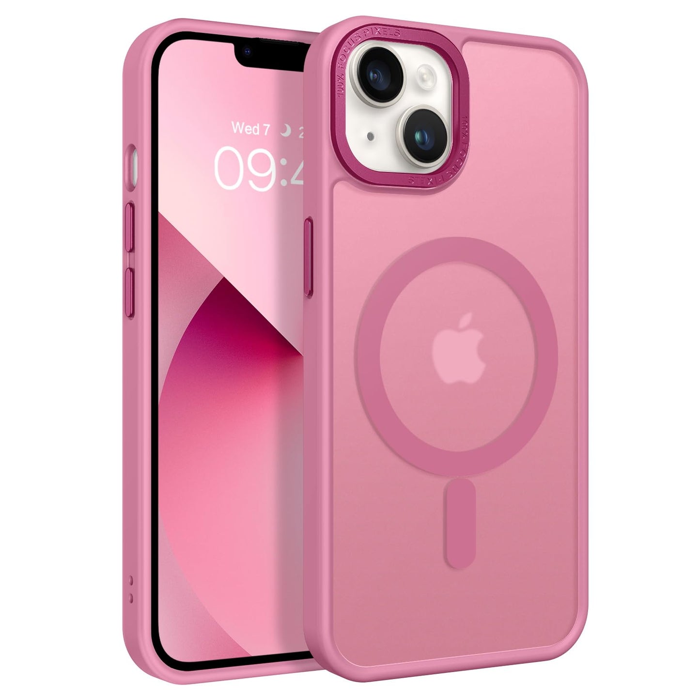 BENTOBEN Magnetic for iPhone 13 Case & iPhone 14 Case [Compatible with Magsafe] Translucent Matte Phone Case iPhone 13/14 Slim Fit Shockproof Women Men Protective Cover for iPhone 13/14 6.1", Hot Pink