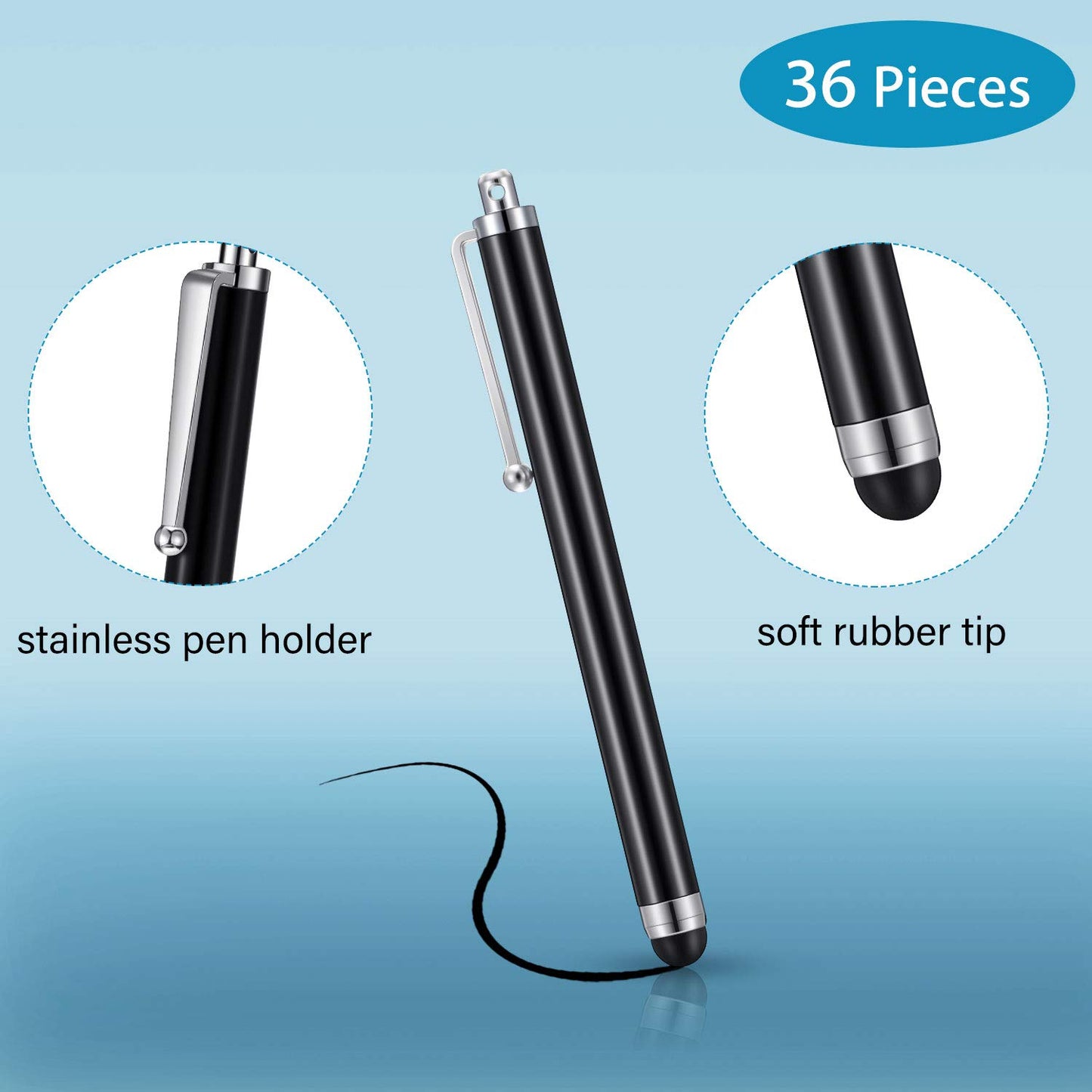 Outus Stylus Pen Set of 36 for Universal Capacitive Touch Screens Devices, Stylus Pens for Touch Screens Devices, Compatible with Tablet (Black)