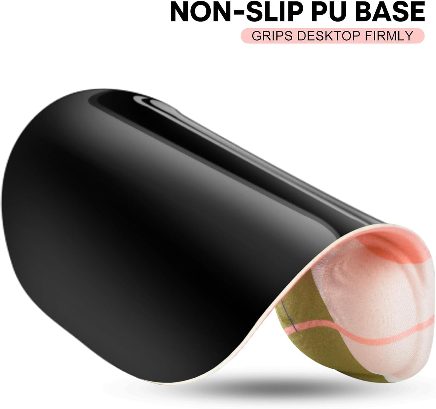 JIKIOU Mouse Pad, 2 Pack Ergonomic Mouse Pads with Comfortable Gel Wrist Rest Support and Lycra Cloth, Non-Slip PU Base for Easy Typing Pain Relief Durable and Easy to Clean Small Black