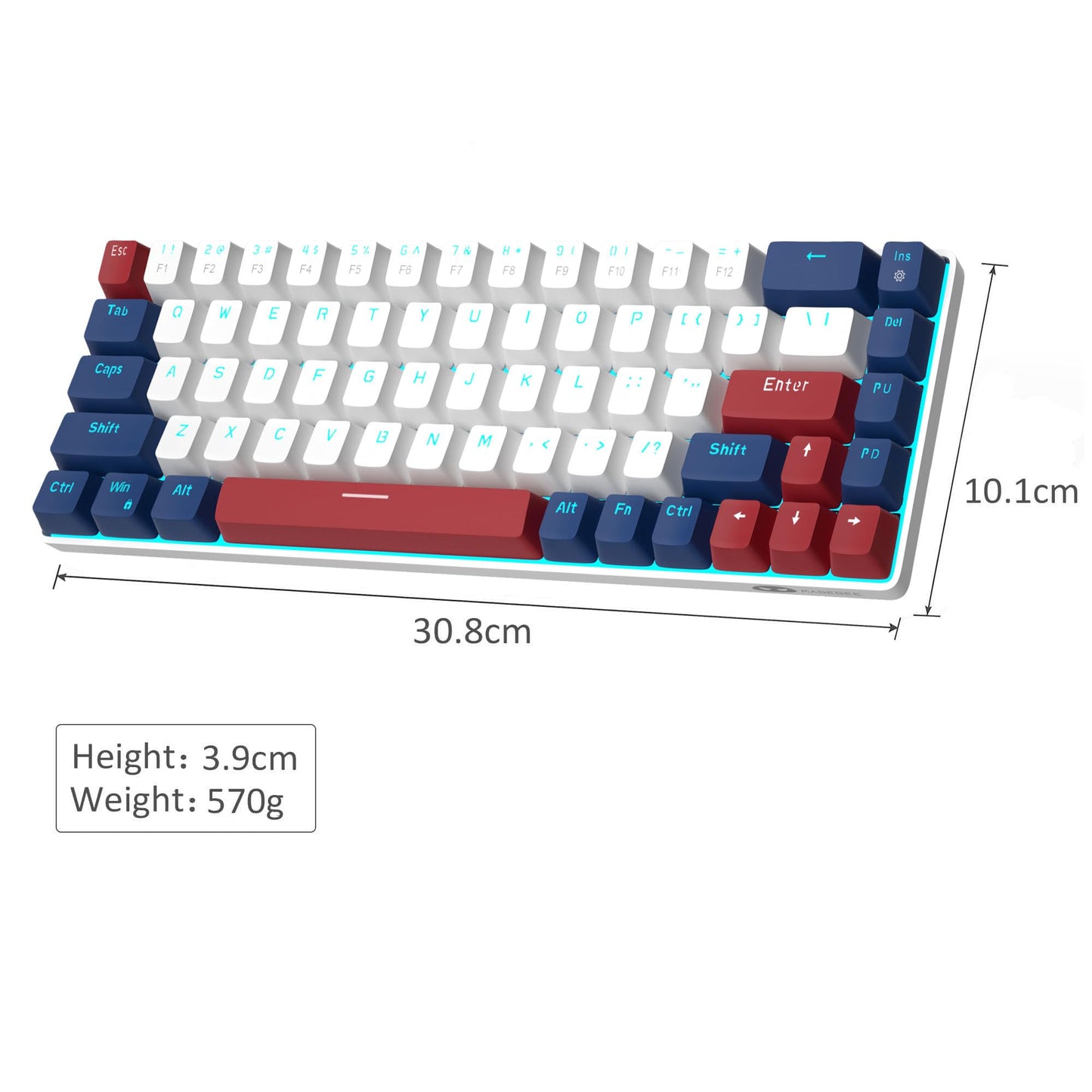 MageGee Portable 60% Mechanical Gaming Keyboard, MK-Box LED Backlit Compact 68 Keys Mini Wired Office Keyboard with Red Switch for Windows Laptop PC Mac - Black/Grey