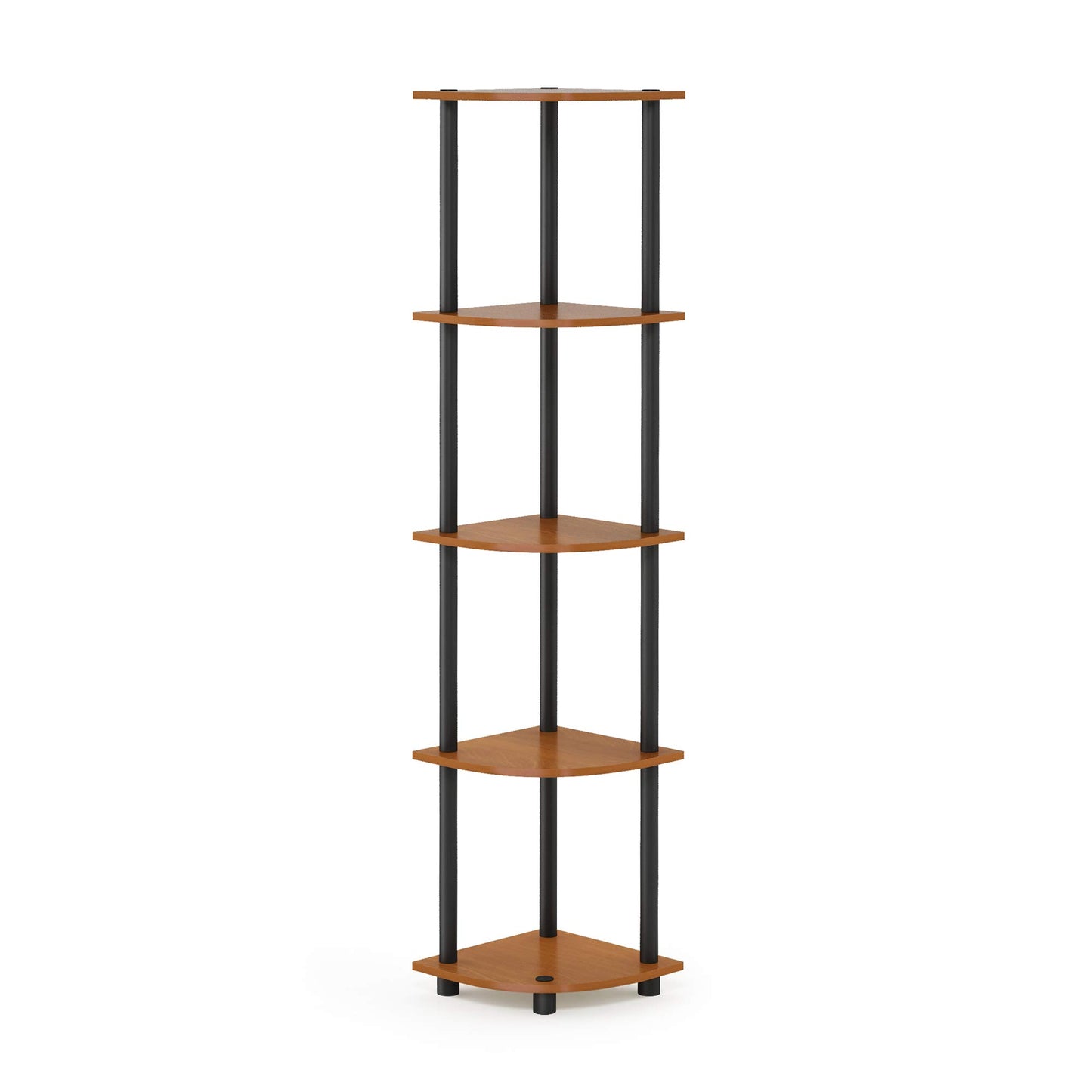 Furinno Turn-N-Tube 5 Tier Corner Display Rack Multipurpose Shelving Unit, 1-Pack, Espresso/Black