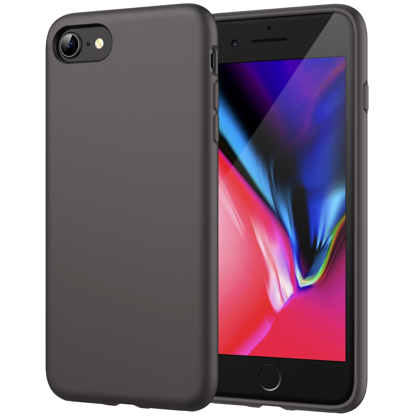 JETech Silicone Case for iPhone SE 3/2 (2022/2020 Edition), iPhone 8 and iPhone 7, 4.7-Inch, Silky-Soft Touch Full-Body Protective Case, Shockproof Cover with Microfiber Lining (Black)