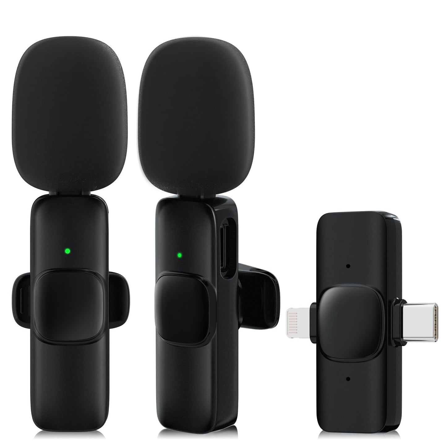 2 Pack Wireless Lavalier Microphone for iPhone, Professional Lapel Mics, Wireless Mic Plug-Play, Lapel Microphone for Video Recording Interview TikTok (USB C for Android iphone15/16)