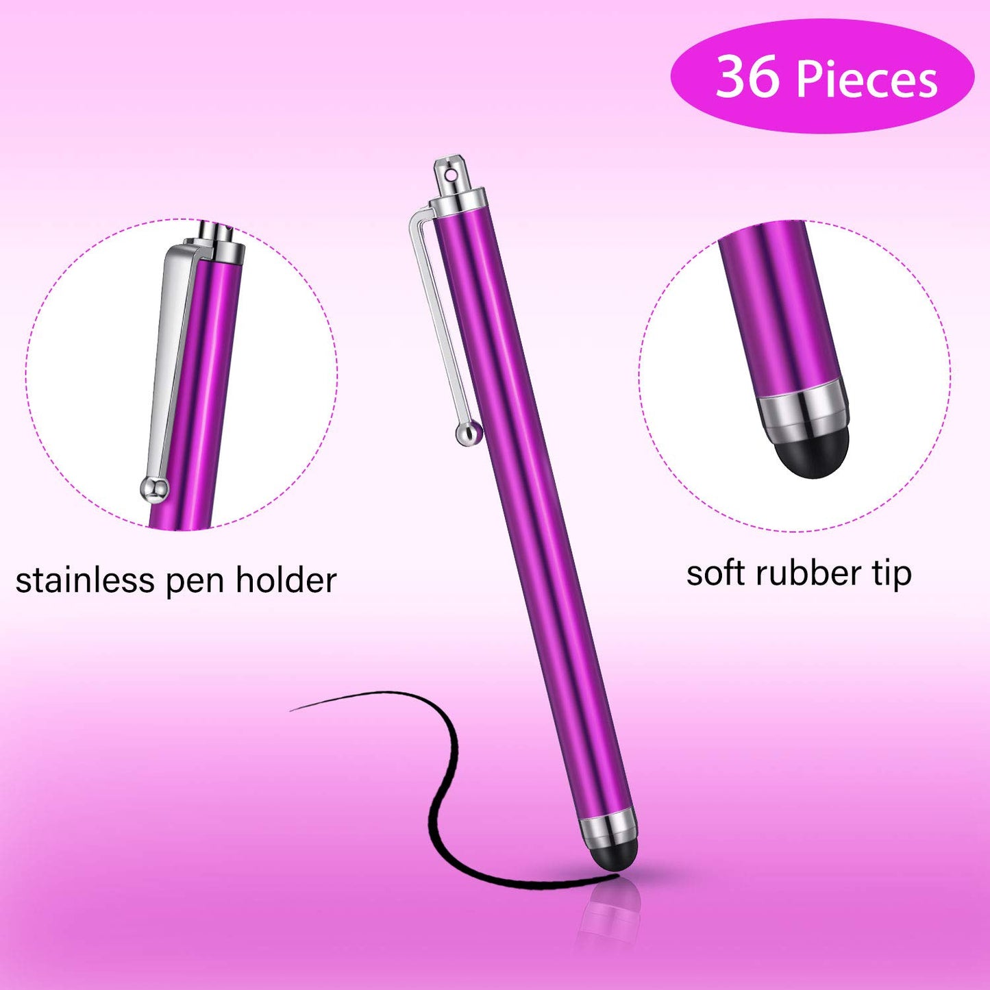 Outus Stylus Pen Set of 36 for Universal Capacitive Touch Screens Devices, Stylus Pens for Touch Screens Devices, Compatible with Tablet (Black)