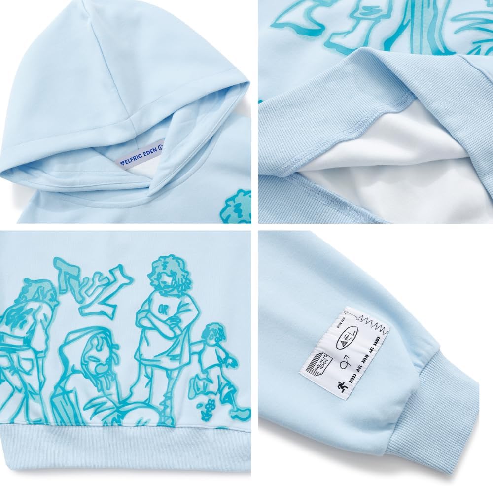 Aelfric Eden Mens Graphic Oversized Hoodie Cartoon Character Print Streetwear Casual hoodies y2k Hooded Sweatshirt