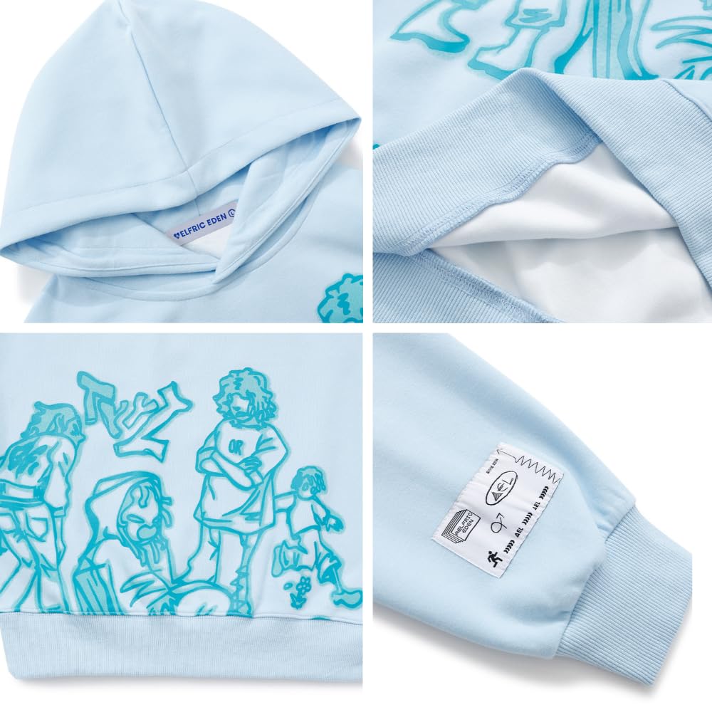 Aelfric Eden Mens Graphic Oversized Hoodie Cartoon Character Print Streetwear Casual hoodies y2k Hooded Sweatshirt