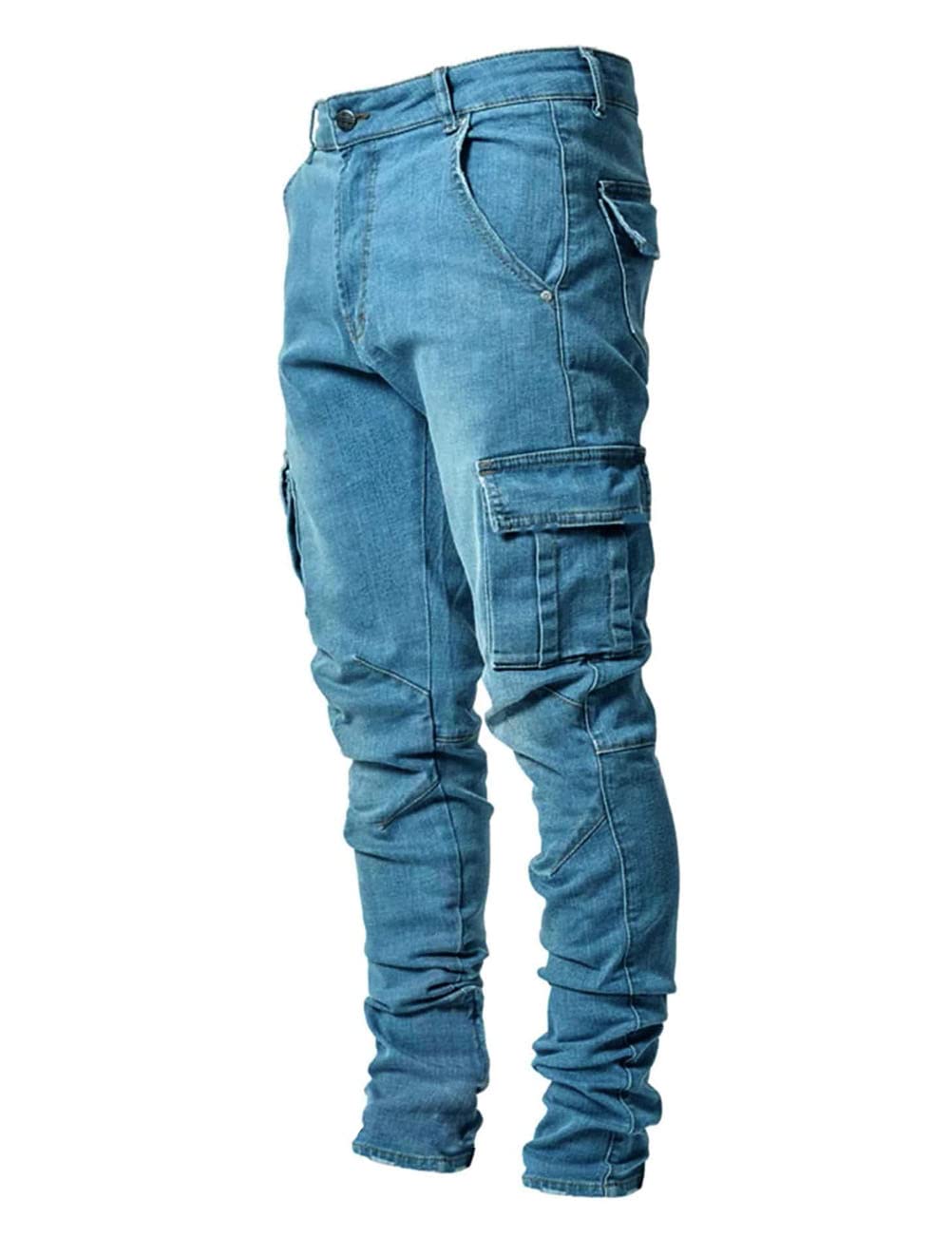 HUNGSON Men's Slim Fit Stretch Jeans Ripped Skinny Jeans for Men, Distressed Straight Leg Fashion Comfort Flex Waist Pants