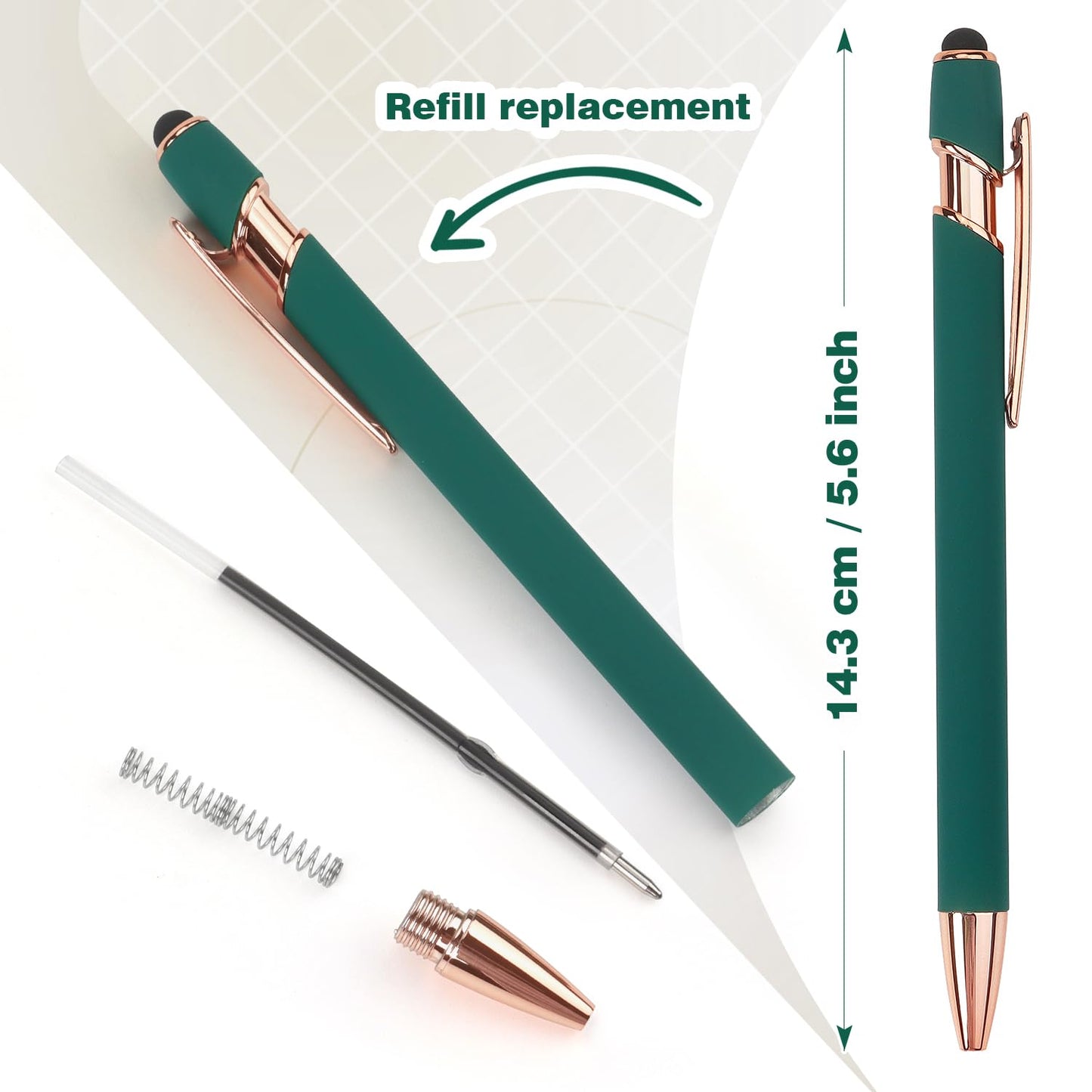 8 Pack Ballpoint Pen 2-in-1 Stylus Retractable Ballpoint Pen with Stylus tip, Metal Stylus Pen for Touch Screens, 1.0 mm Black Ink