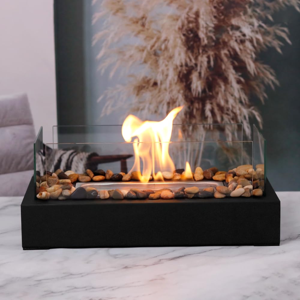 2024 New Tabletop Fire Pit,Woodgrain Portable Table Top Firepit Outdoor Indoor Table top Fireplace Smores Maker for Family Dinner Party Patio Balcony Backyard Housewarming Table Decor