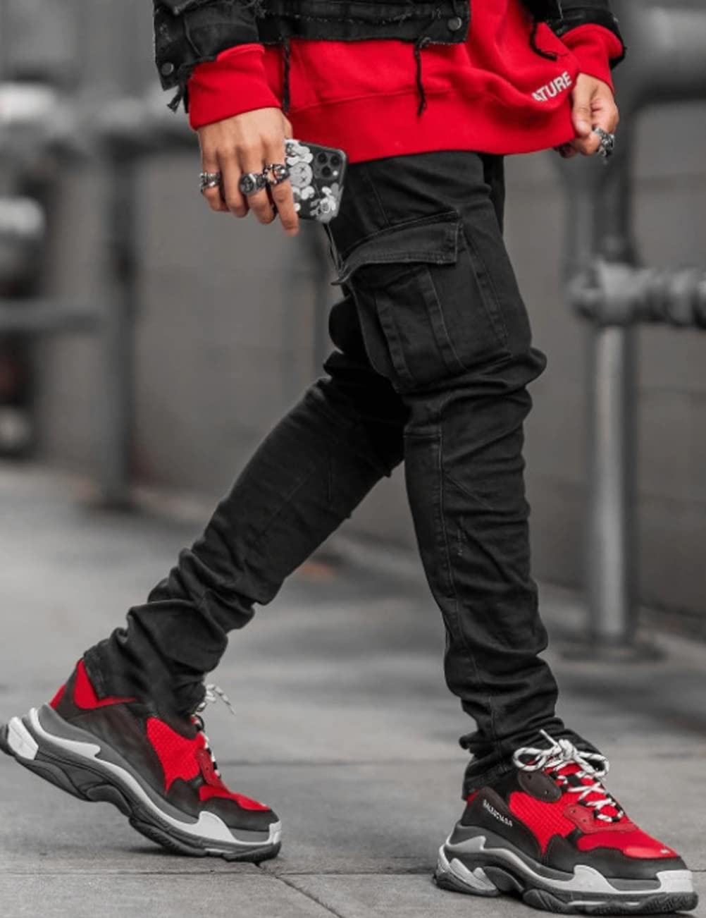 HUNGSON Men's Slim Fit Stretch Jeans Ripped Skinny Jeans for Men, Distressed Straight Leg Fashion Comfort Flex Waist Pants