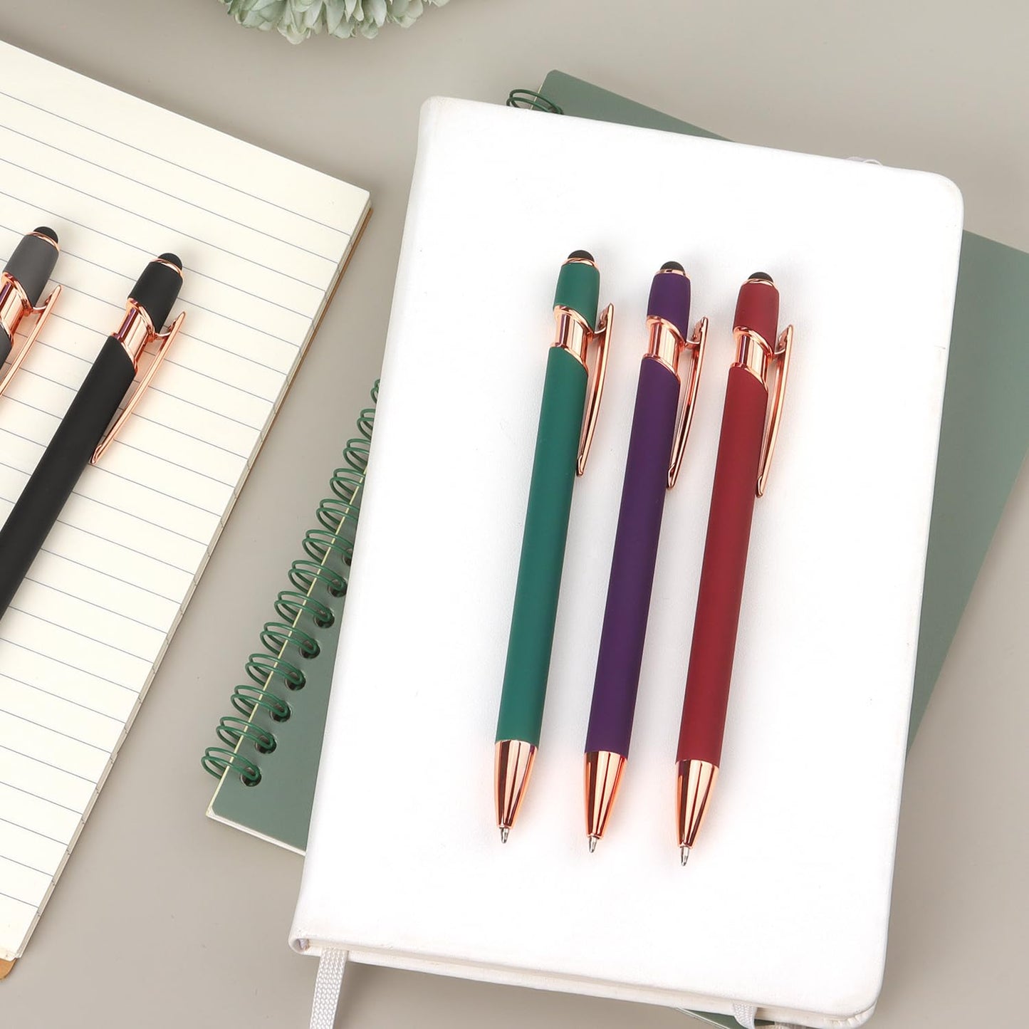 8 Pack Ballpoint Pen 2-in-1 Stylus Retractable Ballpoint Pen with Stylus tip, Metal Stylus Pen for Touch Screens, 1.0 mm Black Ink