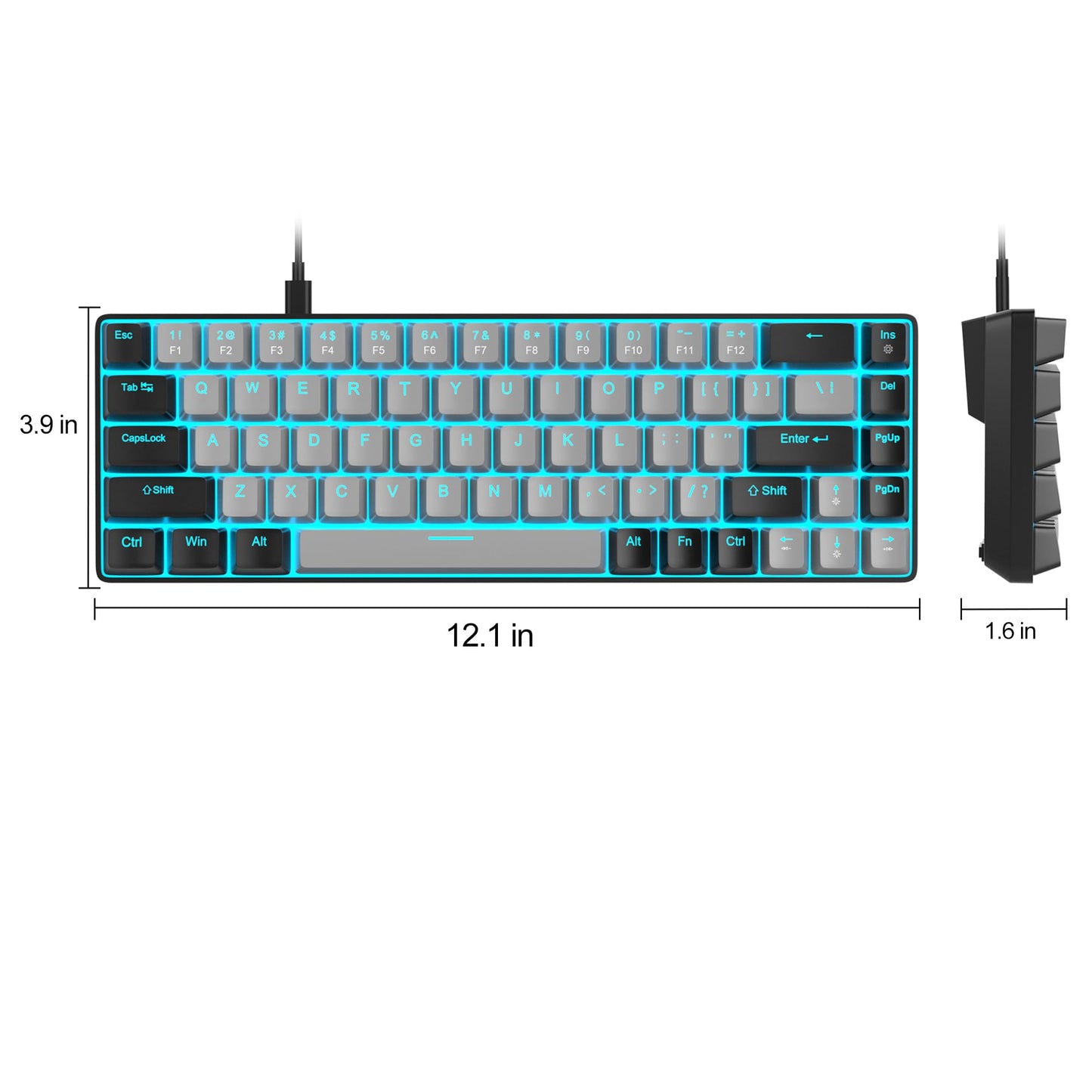 MageGee Portable 60% Mechanical Gaming Keyboard, MK-Box LED Backlit Compact 68 Keys Mini Wired Office Keyboard with Red Switch for Windows Laptop PC Mac - Black/Grey