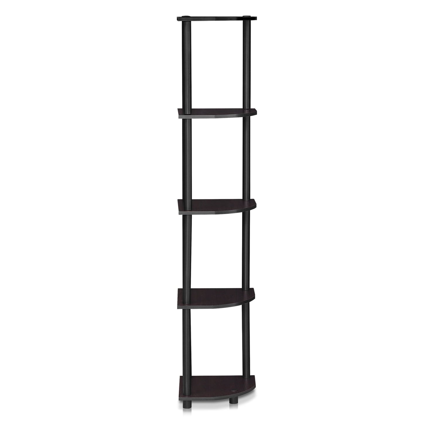 Furinno Turn-N-Tube 5 Tier Corner Display Rack Multipurpose Shelving Unit, 1-Pack, Espresso/Black