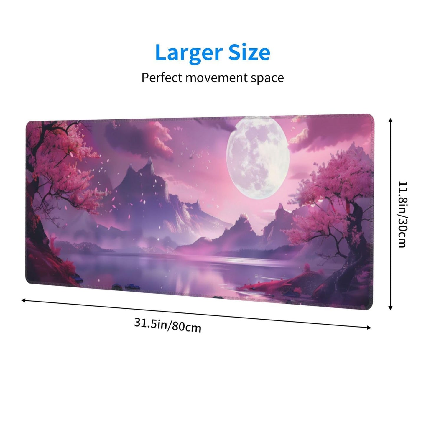 Japanese Mouse Pad, Large Japanese Desk Mat, XL Anime Gaming Keyboard Mat, Non-Slip Rubber Base, Big Extended Desk Protector for Home Office, 31.5”x11.8”